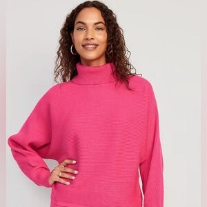 Old Navy Cropped Rib-Knit Turtleneck Sweater in Pink A Boo Size L